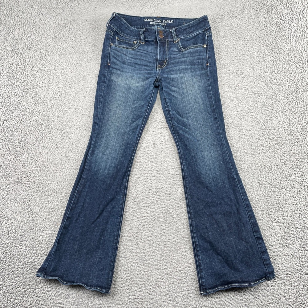 American Eagle Jeans Womens 8 Short Blue Artist Stretch Flare Mid Rise Denim - Picture 1 of 10